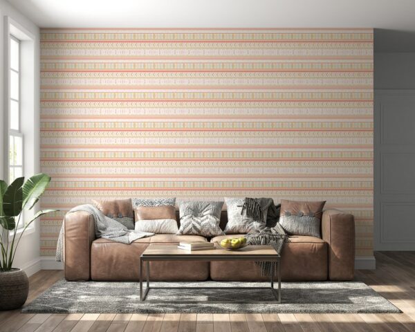 Ethnic Seamless Pattern Cute Colorful Pastel background Fabric Wallpaper Covers an area ​​up to 4.2mX3m with adhesive  and smoothing tool