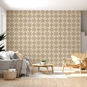 Amazing Seamless Pattern Illustration with Squares Fabric Wallpaper Covers an area ​​up to 4.2mX3m with adhesive  and smoothing tool