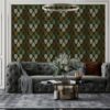 Beautiful geometric wallcovering textured Fabric Wallpaper Covers an area ​​up to 4.2mX3m with adhesive  and smoothing tool