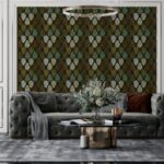 ورق حائط من القماش المزخرف ذو التصميم الهندسي الجميل يغطي مساحة تصل إلى 4.2 متر × 3 متر مع لاصق وأداة تنعيم