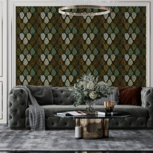 Beautiful geometric wallcovering textured Fabric Wallpaper Covers an area ​​up to 4.2mX3m with adhesive  and smoothing tool