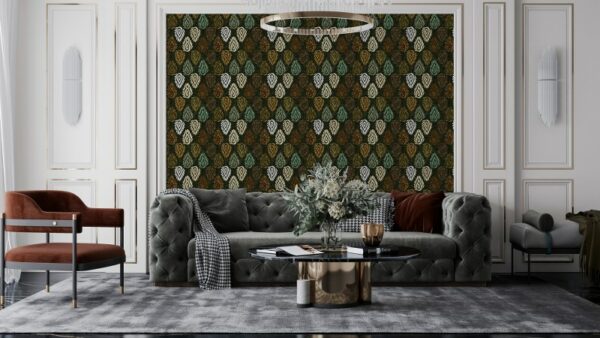 Beautiful geometric wallcovering textured Fabric Wallpaper Covers an area ​​up to 4.2mX3m with adhesive  and smoothing tool