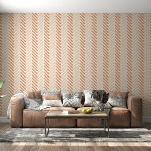 Beautiful Beige Hues Geometric Cut Velvet Fabric Wallpaper Covers an area ​​up to 4.2mX3m with adhesive  and smoothing tool