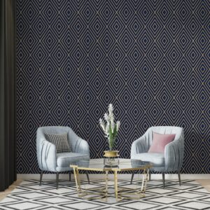 Geometry pattern luxury Fabric Wallpaper Covers an area ​​up to 4.2mX3m with adhesive  and smoothing tool
