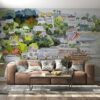 Mekong River passenger ship Fabric Wallpaper Covers an area ​​up to 4.2mX3m with adhesive  and smoothing tool