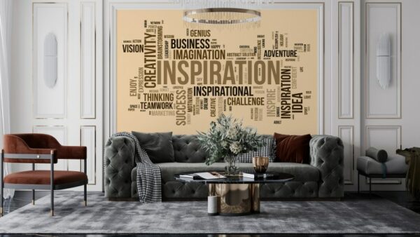Inspirational Words Fabric Wallpaper Covers an area ​​up to 4.2mX3m with adhesive  and smoothing tool