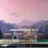 Beautiful Mountain Mural Fabric Wallpaper Covers an area ​​up to 4.2mX3m with adhesive  and smoothing tool