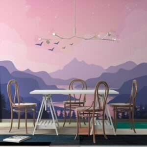 Beautiful Mountain Mural Fabric Wallpaper Covers an area ​​up to 4.2mX3m with adhesive  and smoothing tool