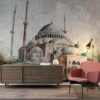Beautiful Blue Mosque Istanbul   Fabric Wallpaper Covers an area ​​up to 4.2mX3m with adhesive  and smoothing tool