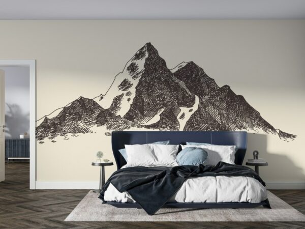 Amazing Rocky Mountains Fabric Wallpaper Covers an area ​​up to 4.2mX3m with adhesive  and smoothing tool