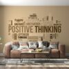 Positive thinking words Fabric Wallpaper Covers an area ​​up to 4.2mX3m with adhesive  and smoothing tool