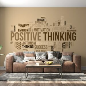 Positive thinking words Fabric Wallpaper Covers an area ​​up to 4.2mX3m with adhesive  and smoothing tool