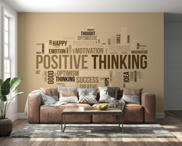Positive thinking words Fabric Wallpaper Covers an area ​​up to 4.2mX3m with adhesive  and smoothing tool