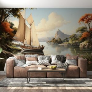 Adventure On Sea Mural  Fabric Wallpaper Covers an area ​​up to 4.2mX3m with adhesive  and smoothing tool