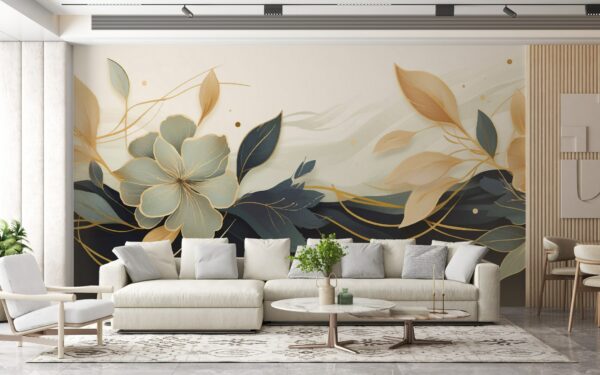Vintage Luxury Seamless Floral Fabric Wallpaper Covers an area ​​up to 4.2mX3m with adhesive  and smoothing tool