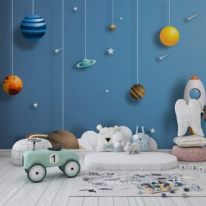 Amazing Space Galaxy Planet  Fabric Wallpaper Covers an area ​​up to 4.2mX3m with adhesive  and smoothing tool