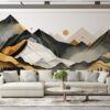 Beautiful colors Mountain vector Fabric Wallpaper Covers an area ​​up to 4.2mX3m with adhesive  and smoothing tool