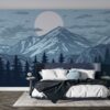 Panorama of Mountains Fabric Wallpaper Covers an area ​​up to 4.2mX3m with adhesive  and smoothing tool