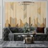 A beautiful background wall composed of geometric patterns of lines  Fabric Wallpaper Covers an area ​​up to 4.2mX3m with adhesive  and smoothing tool