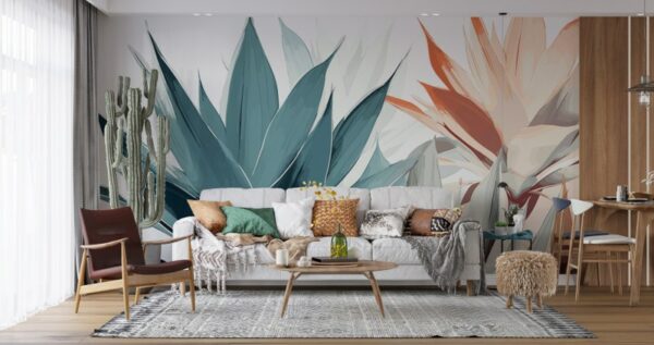 Diamond Agave Multicolor Fabric Wallpaper Covers an area ​​up to 4.2mX3m with adhesive  and smoothing tool