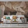 Seamless pattern with Tropical palm leaves  Fabric Wallpaper Covers an area ​​up to 4.2mX3m with adhesive  and smoothing tool