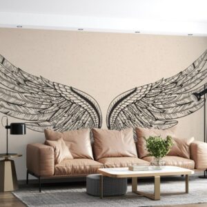Classical Vintage Wings Fabric Wallpaper Covers an area ​​up to 4.2mX3m with adhesive  and smoothing tool