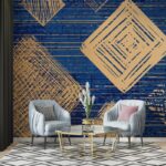 ورق حائط من القماش الهندسي بنمط مكعب يغطي مساحة تصل إلى 4.2 متر × 3 متر مع أداة لاصقة وتنعيم