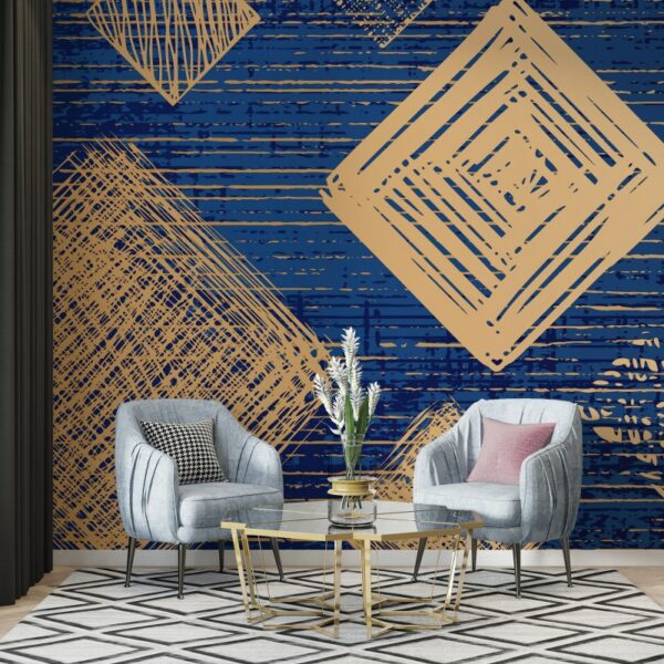 Cube Pattern Wall Geometric Fabric Wallpaper Covers an area ​​up to 4.2mX3m with adhesive  and smoothing tool