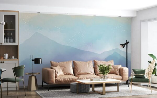 Abstract Blue Mountains Fabric Wallpaper Covers an area ​​up to 4.2mX3m with adhesive  and smoothing tool