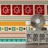 Rounded lines pattern collecti Fabric Wallpaper Covers an area ​​up to 4.2mX3m with adhesive  and smoothing tool