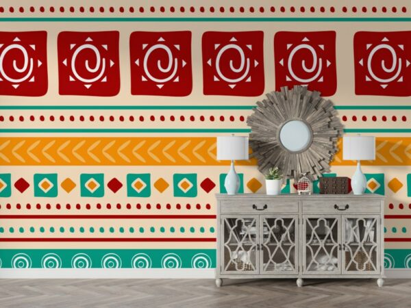 Rounded lines pattern collecti Fabric Wallpaper Covers an area ​​up to 4.2mX3m with adhesive  and smoothing tool