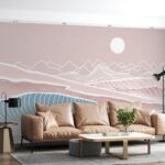 Abstract contemporary Fabric Wallpaper Covers an area ​​up to 4.2mX3m with adhesive  and smoothing tool