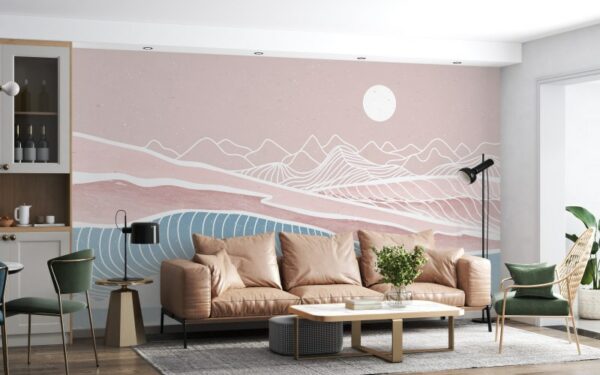 Abstract contemporary Fabric Wallpaper Covers an area ​​up to 4.2mX3m with adhesive  and smoothing tool