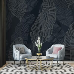Banana leaves Fabric Wallpaper Covers an area ​​up to 4.2mX3m with adhesive  and smoothing tool