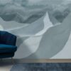 Mountain landscape background with pattern japanese style Fabric Wallpaper Covers an area ​​up to 4.2mX3m with adhesive  and smoothing tool