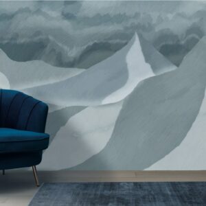 Mountain landscape background with pattern japanese style Fabric Wallpaper Covers an area ​​up to 4.2mX3m with adhesive  and smoothing tool