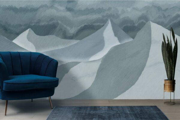 Mountain landscape background with pattern japanese style Fabric Wallpaper Covers an area ​​up to 4.2mX3m with adhesive  and smoothing tool