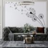 Dandelion Blowing in Wind Fabric Wallpaper Covers an area ​​up to 4.2mX3m with adhesive  and smoothing tool