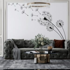 Dandelion Blowing in Wind Fabric Wallpaper Covers an area ​​up to 4.2mX3m with adhesive  and smoothing tool