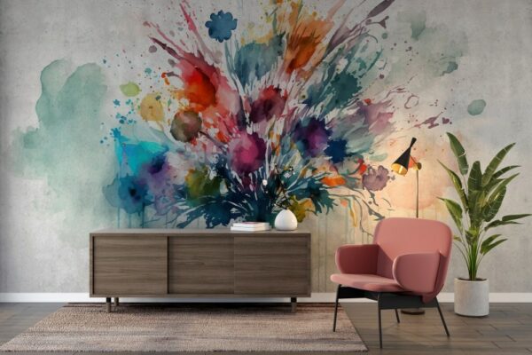 Rainbow colorful of Emotions premium  Fabric Wallpaper Covers an area ​​up to 4.2mX3m with adhesive  and smoothing tool
