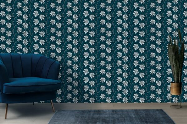 Tropical paradise aster flower Background Fabric Wallpaper Covers an area ​​up to 4.2mX3m with adhesive  and smoothing tool