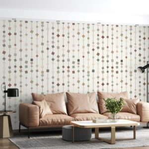 Abstract Collage Seamless Surface Pattern Fabric Wallpaper Covers an area ​​up to 4.2mX3m with adhesive  and smoothing tool