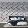 Illustration of Various Colorful Foliage Fabric Wallpaper Covers an area ​​up to 4.2mX3m with adhesive  and smoothing tool