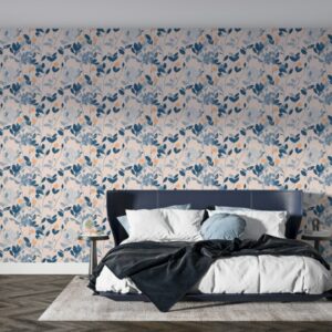 Illustration of Various Colorful Foliage Fabric Wallpaper Covers an area ​​up to 4.2mX3m with adhesive  and smoothing tool