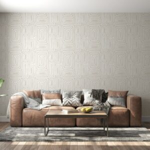 Seamless Rounded Lines Fabric Wallpaper Covers an area ​​up to 4.2mX3m with adhesive  and smoothing tool