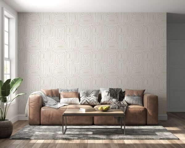 Seamless Rounded Lines Fabric Wallpaper Covers an area ​​up to 4.2mX3m with adhesive  and smoothing tool