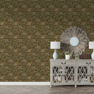 Vector seamless beautiful artistic dark tropical pattern Fabric Wallpaper Covers an area ​​up to 4.2mX3m with adhesive  and smoothing tool