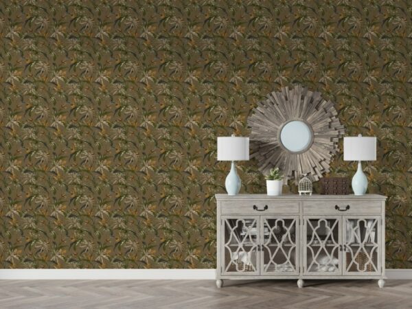 Vector seamless beautiful artistic dark tropical pattern Fabric Wallpaper Covers an area ​​up to 4.2mX3m with adhesive  and smoothing tool