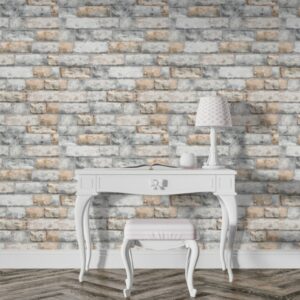 Brick texture watercolor Stone decors Fabric Wallpaper Covers an area ​​up to 4.2mX3m with adhesive  and smoothing tool