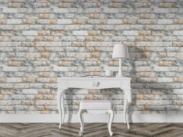 Brick texture watercolor Stone decors Fabric Wallpaper Covers an area ​​up to 4.2mX3m with adhesive  and smoothing tool
